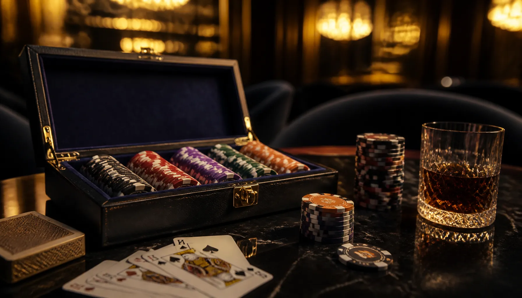 A gleaming ornate gold key resting on a rich dark velvet surface with warm cinematic lighting evoking high-roller luxury